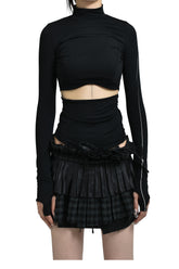 DOUBLE LAYER CROP TOP / BLACK 