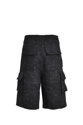 DIRTY CANVAS CARGO JORTS / BLK