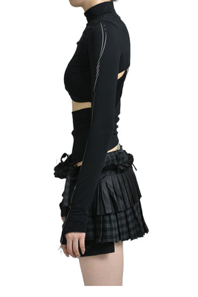 DOUBLE LAYER CROP TOP / BLACK 