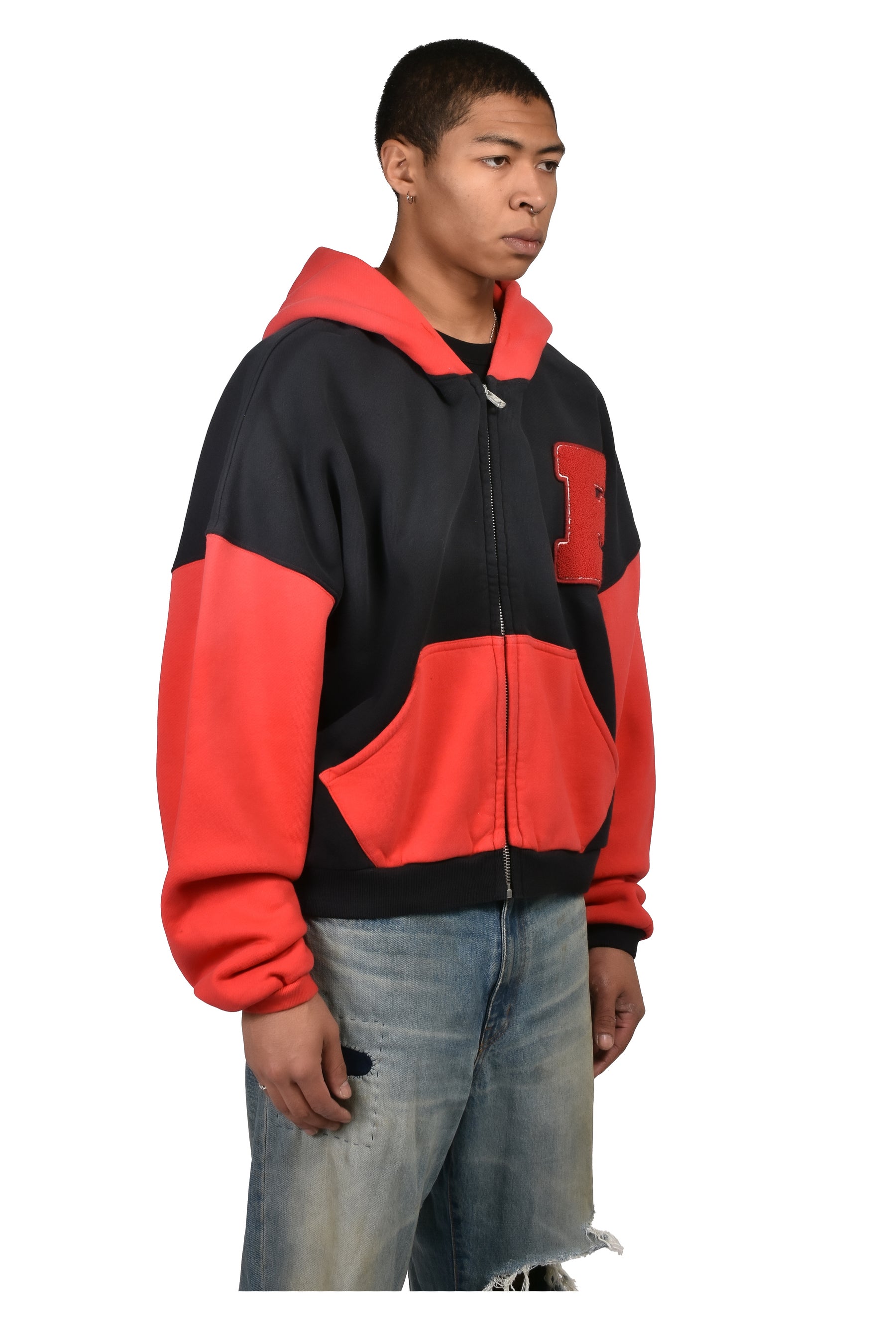 UNISEX VARSITY HOODIE KNIT / BLK RED