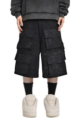 DIRTY CANVAS CARGO JORTS / BLK