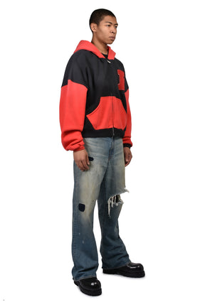UNISEX VARSITY HOODIE KNIT / BLK RED