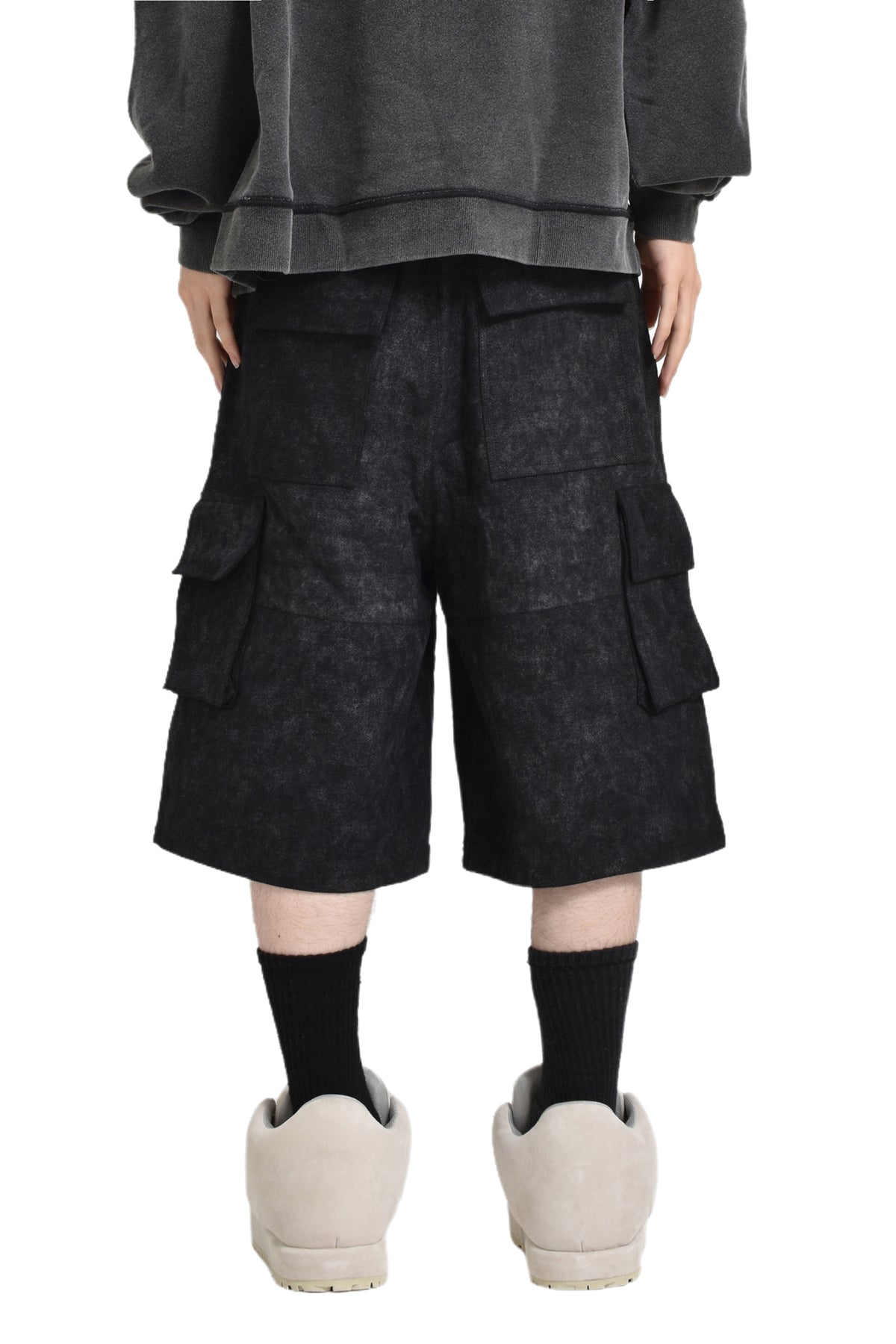 DIRTY CANVAS CARGO JORTS / BLK