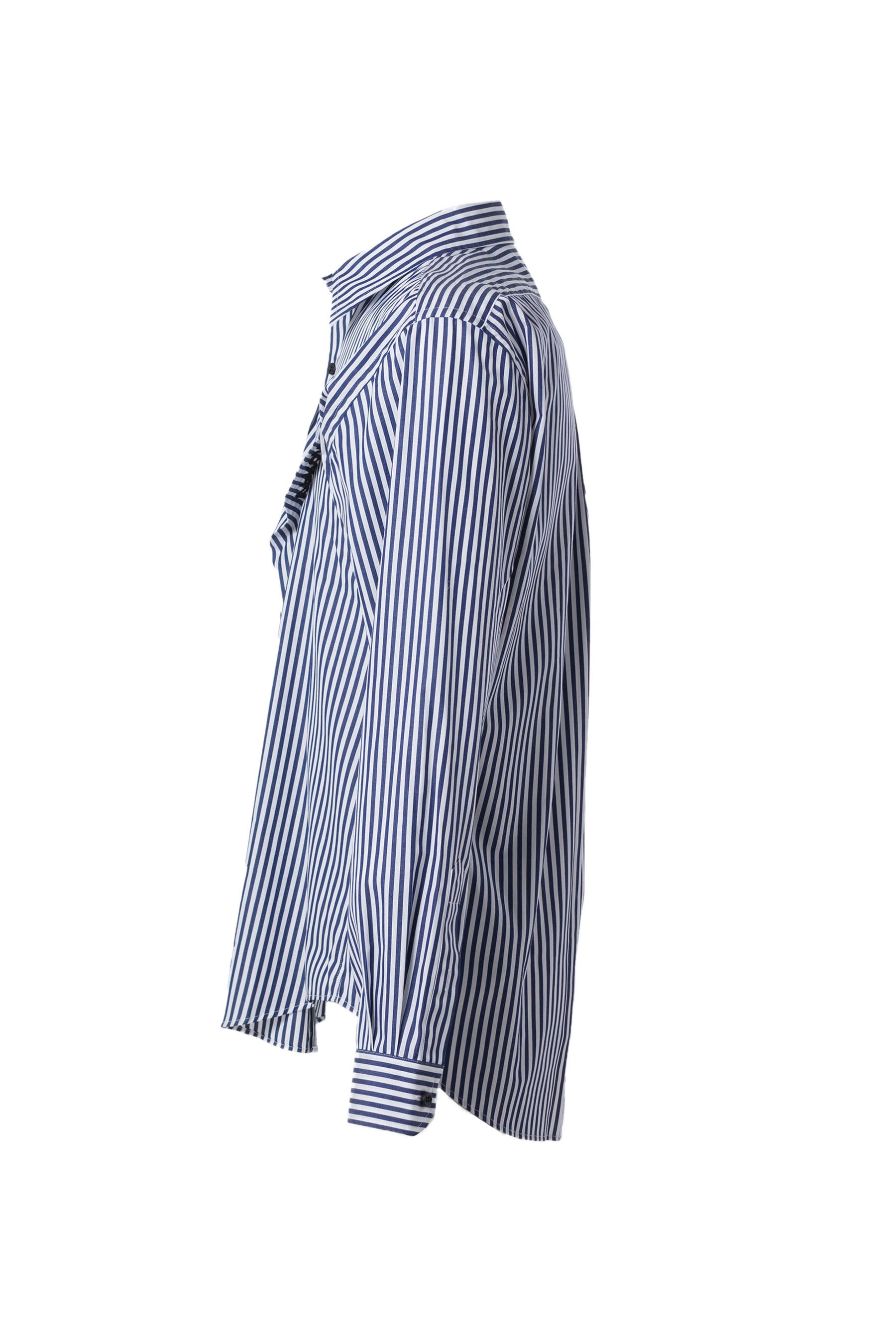 Y/PROJECT PINCHED LOGO STRIPE SHIRT / NVY/WHT