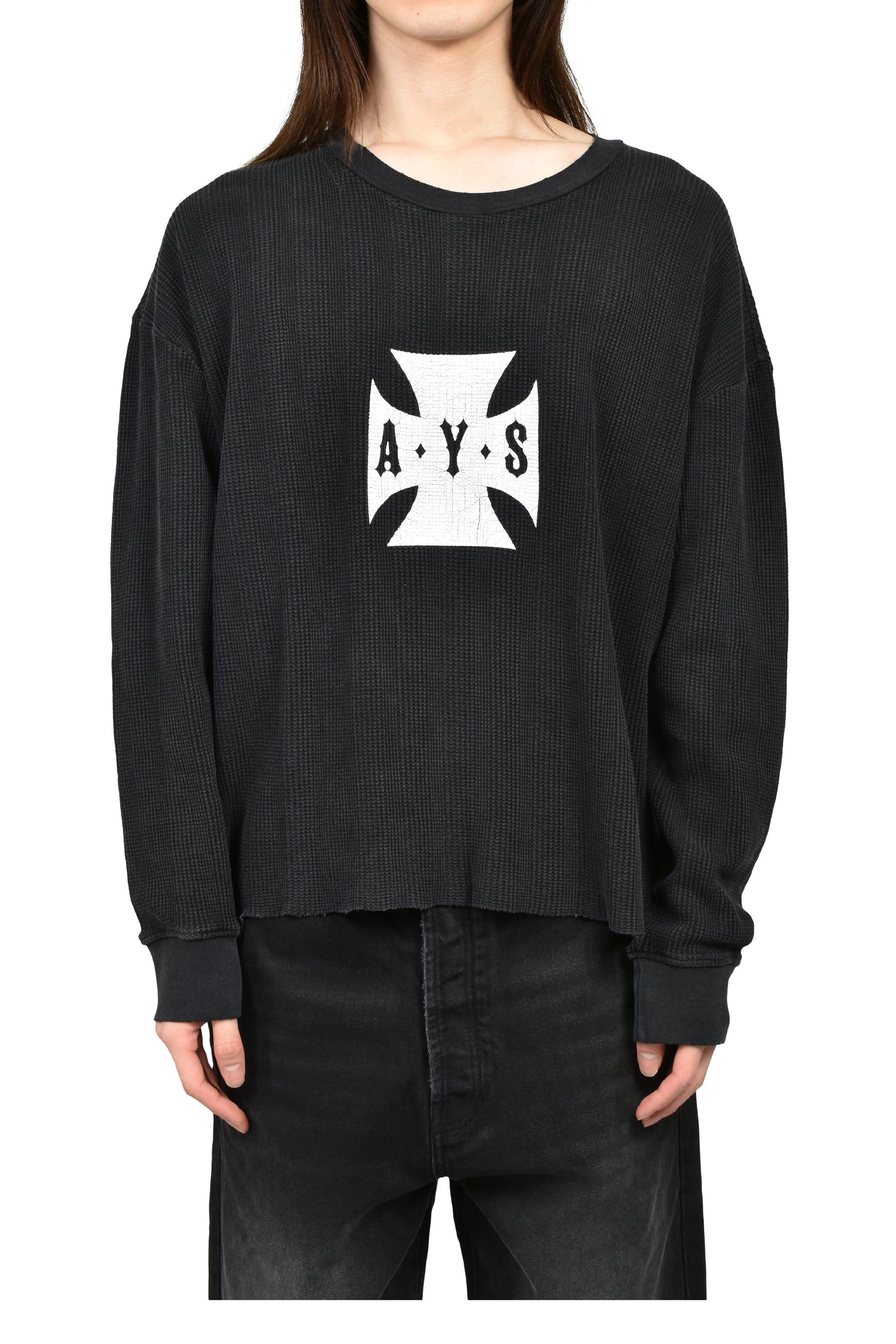 DESTROYER CROSS WAFFLE LS / VINTAGE BLK