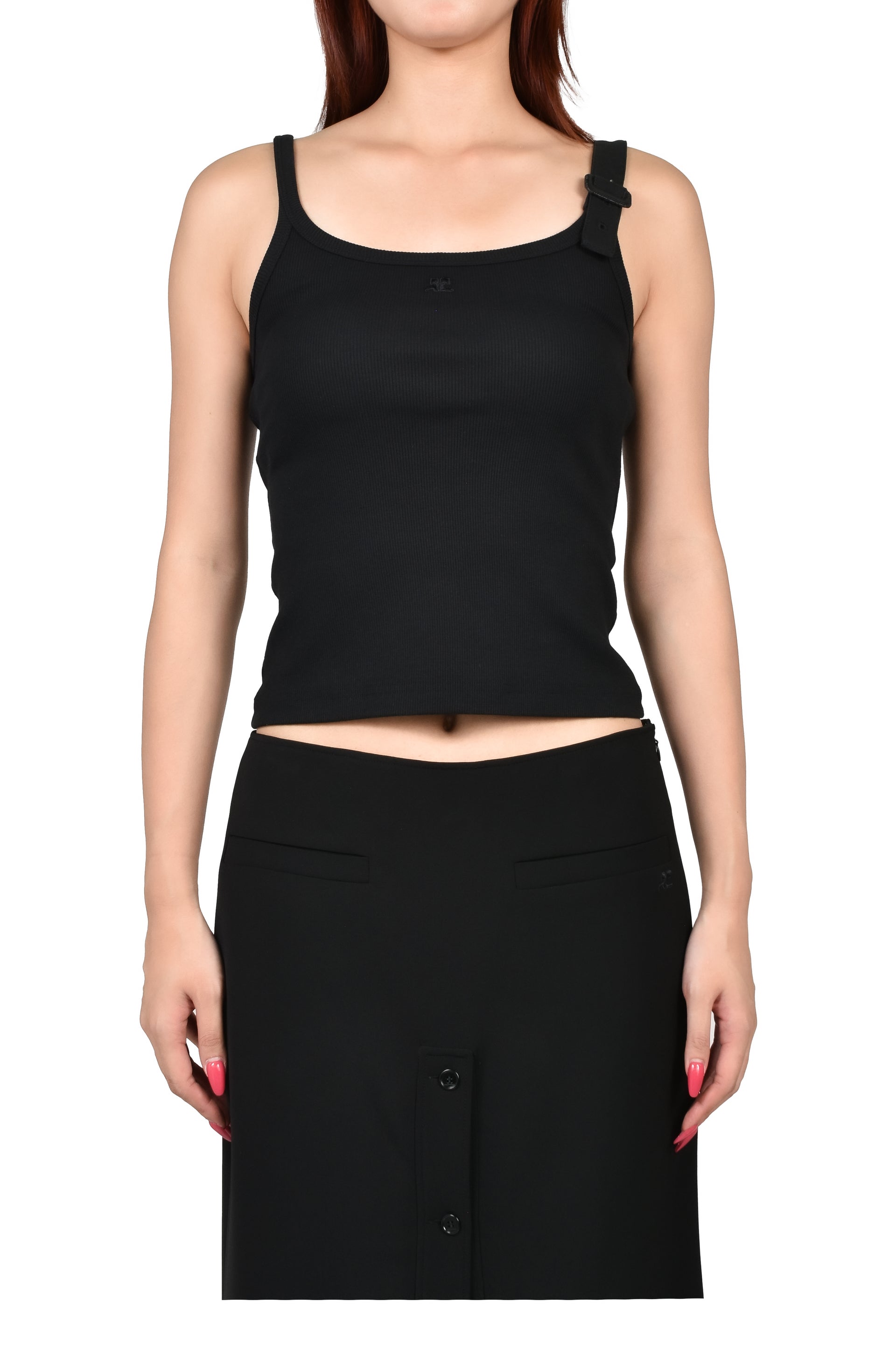 BUCKLE 90'S RIB TANK TOP / BLK 
