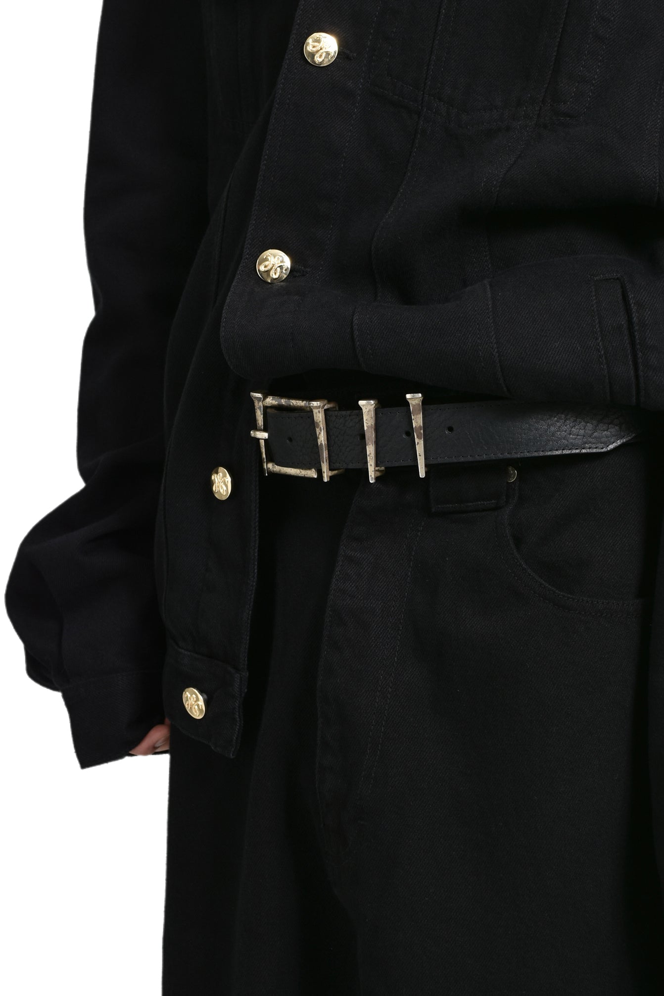 925. SILVER BOX NAIL BELT / BLK