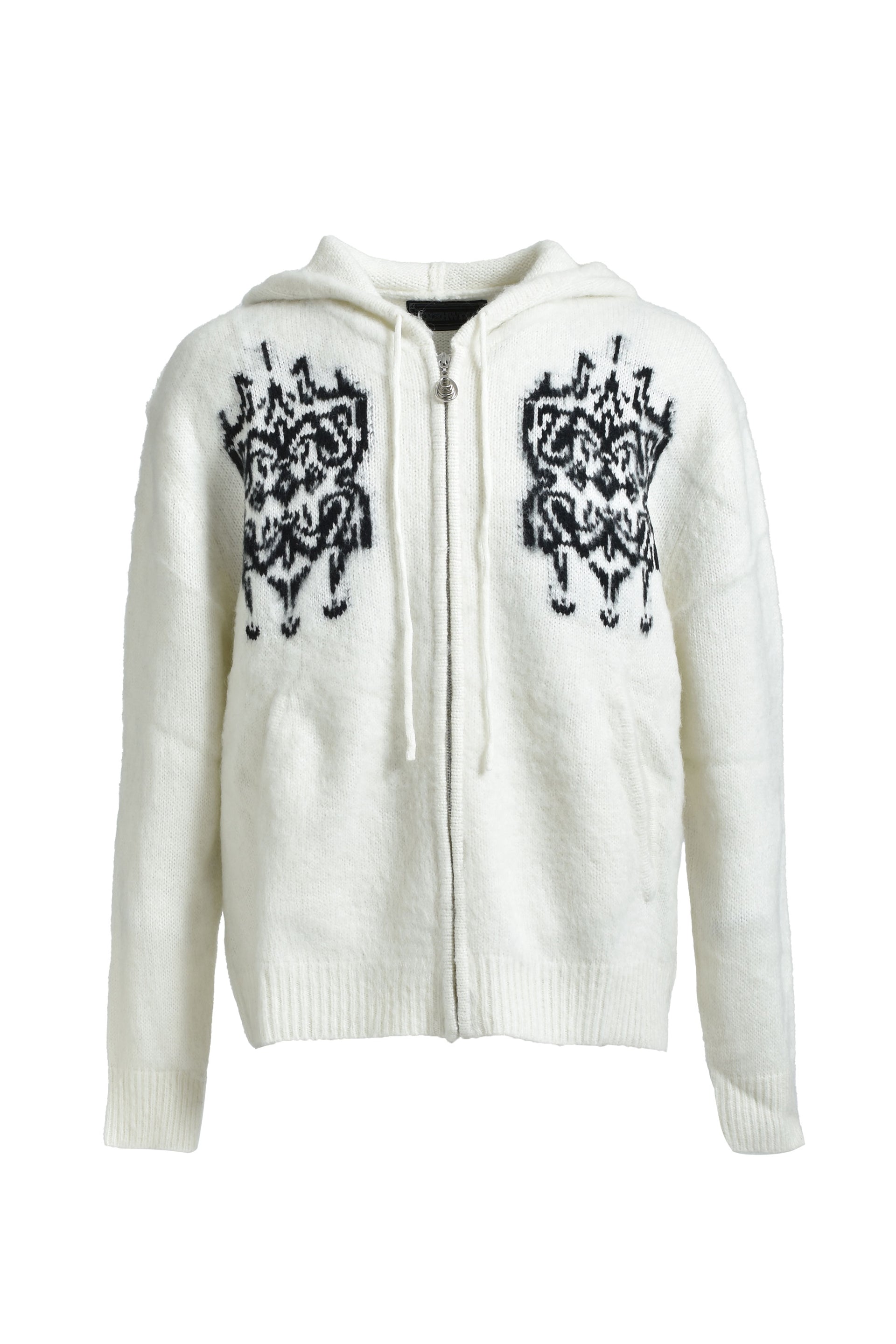EREHWON THE SACRED TREE MOHAIR ZIP HOODIE / WHT