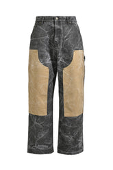 BLACK MENS CRINKLED CARPENTER PANTS / BLK