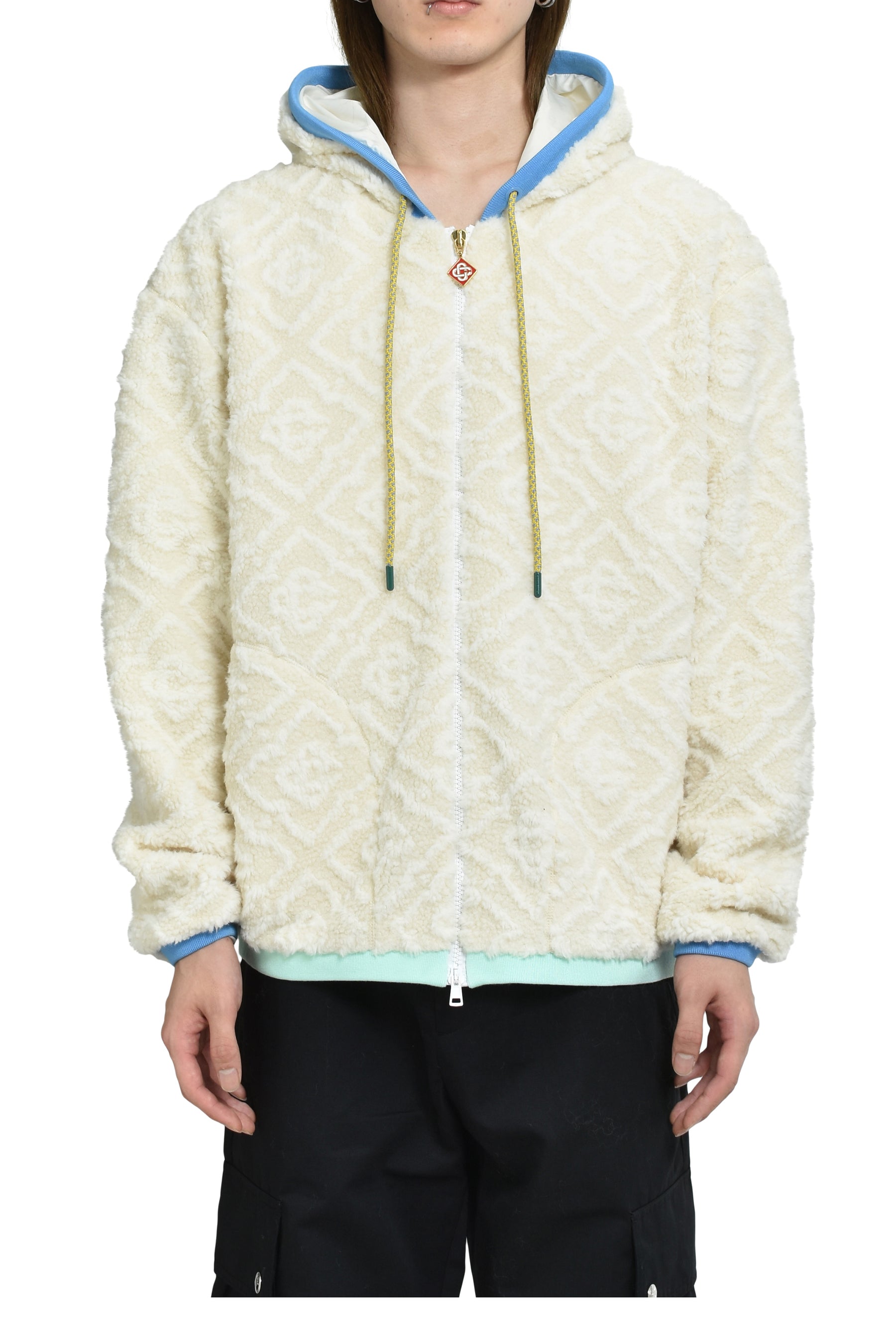 MENS MONOGRAM FLEECE JACKET / O.WHT