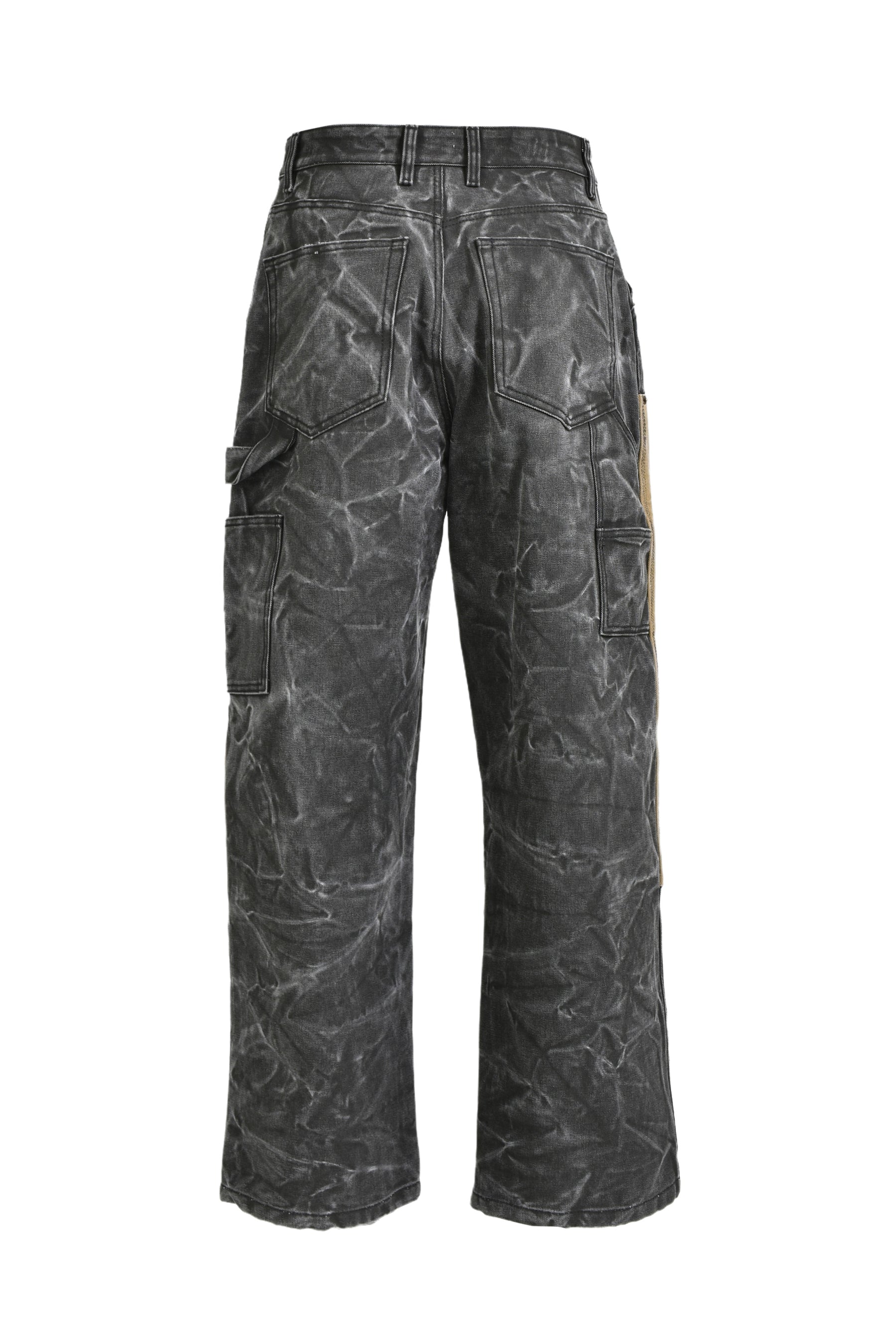 BLACK MENS CRINKLED CARPENTER PANTS / BLK