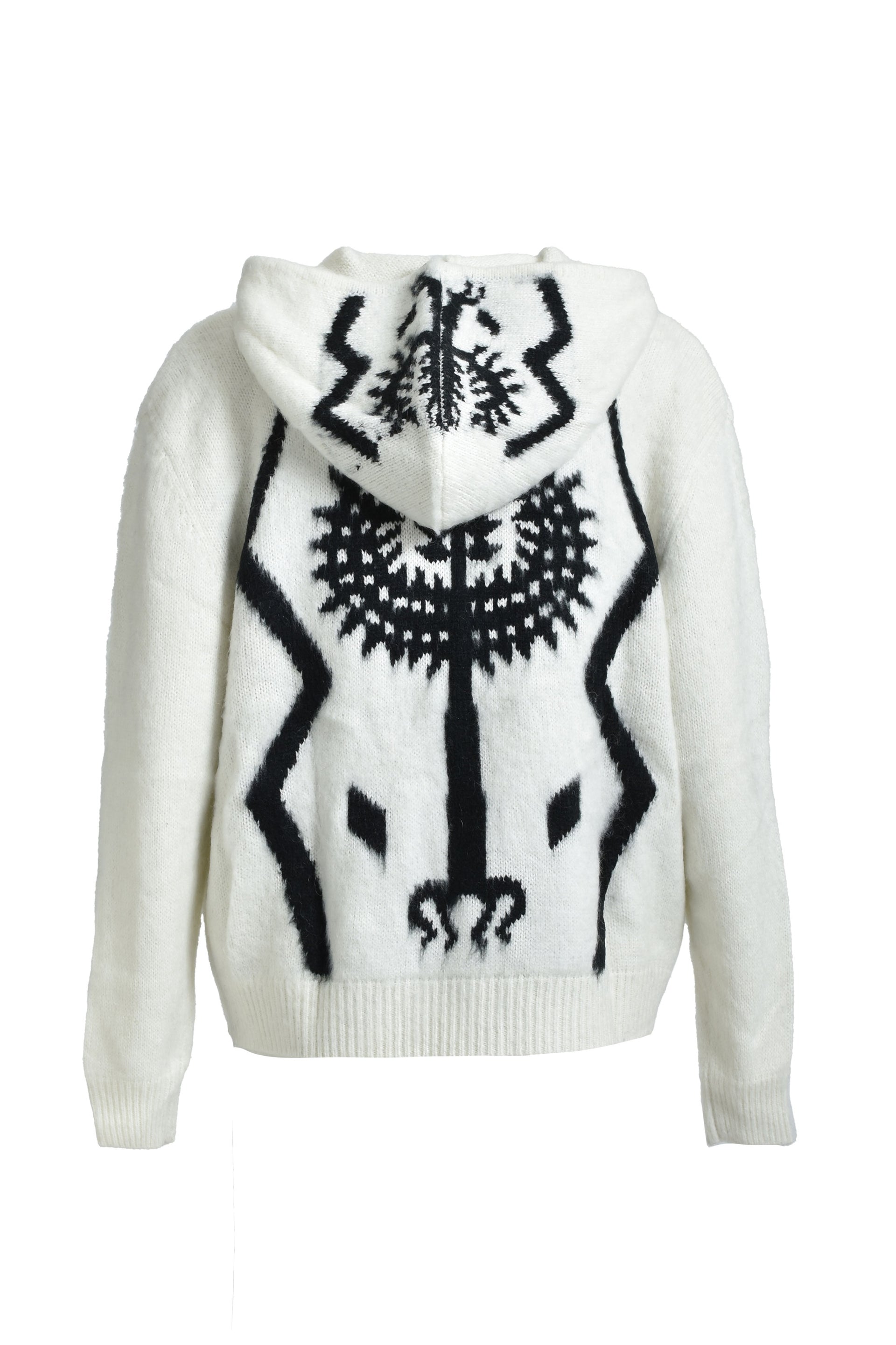 EREHWON THE SACRED TREE MOHAIR ZIP HOODIE / WHT