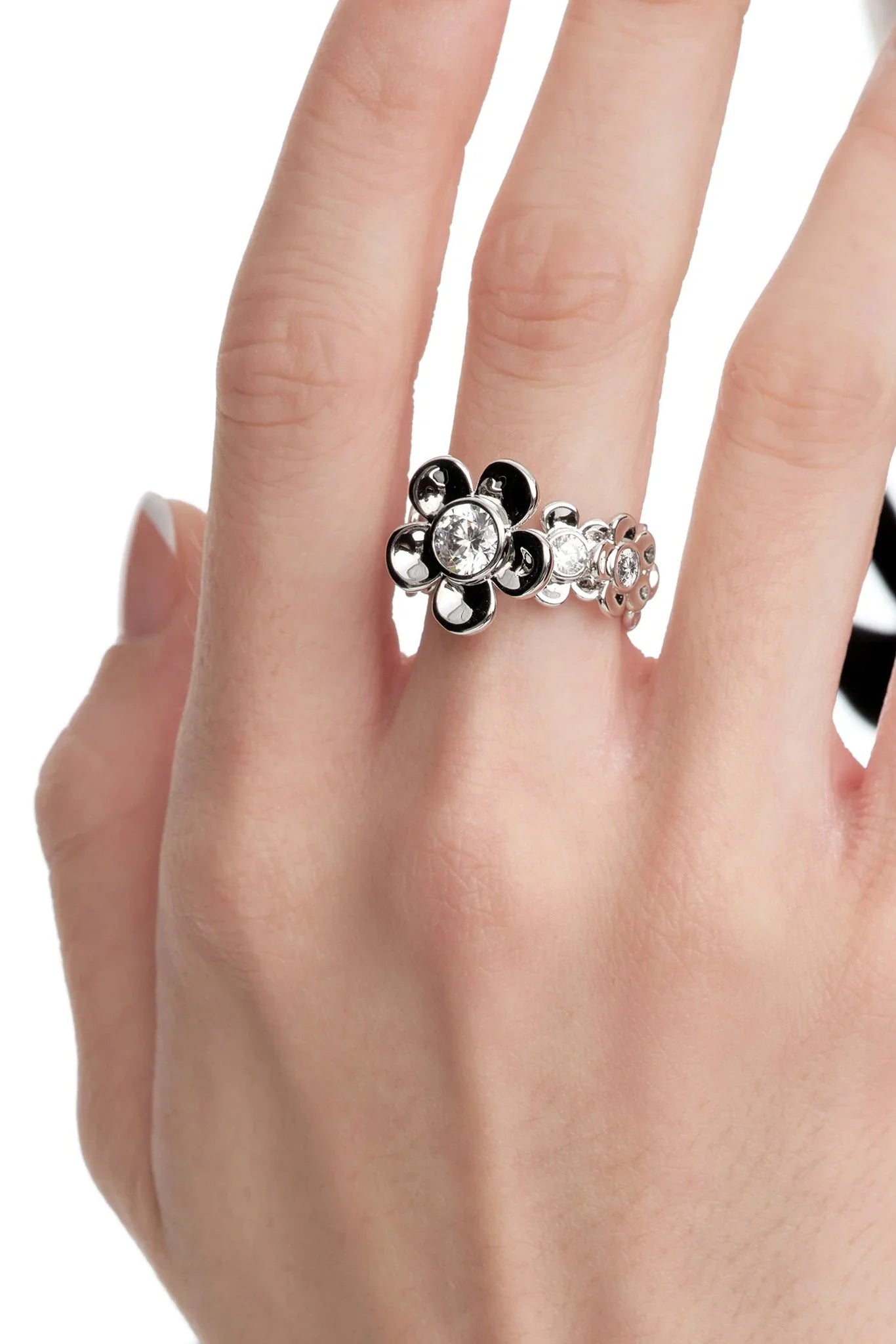SPIN FLOWER GARDEN RING / SIL