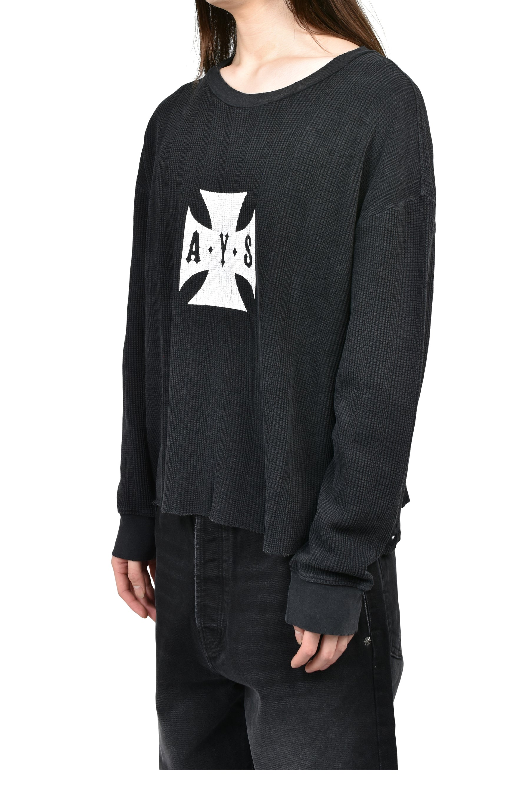 DESTROYER CROSS WAFFLE LS / VINTAGE BLK