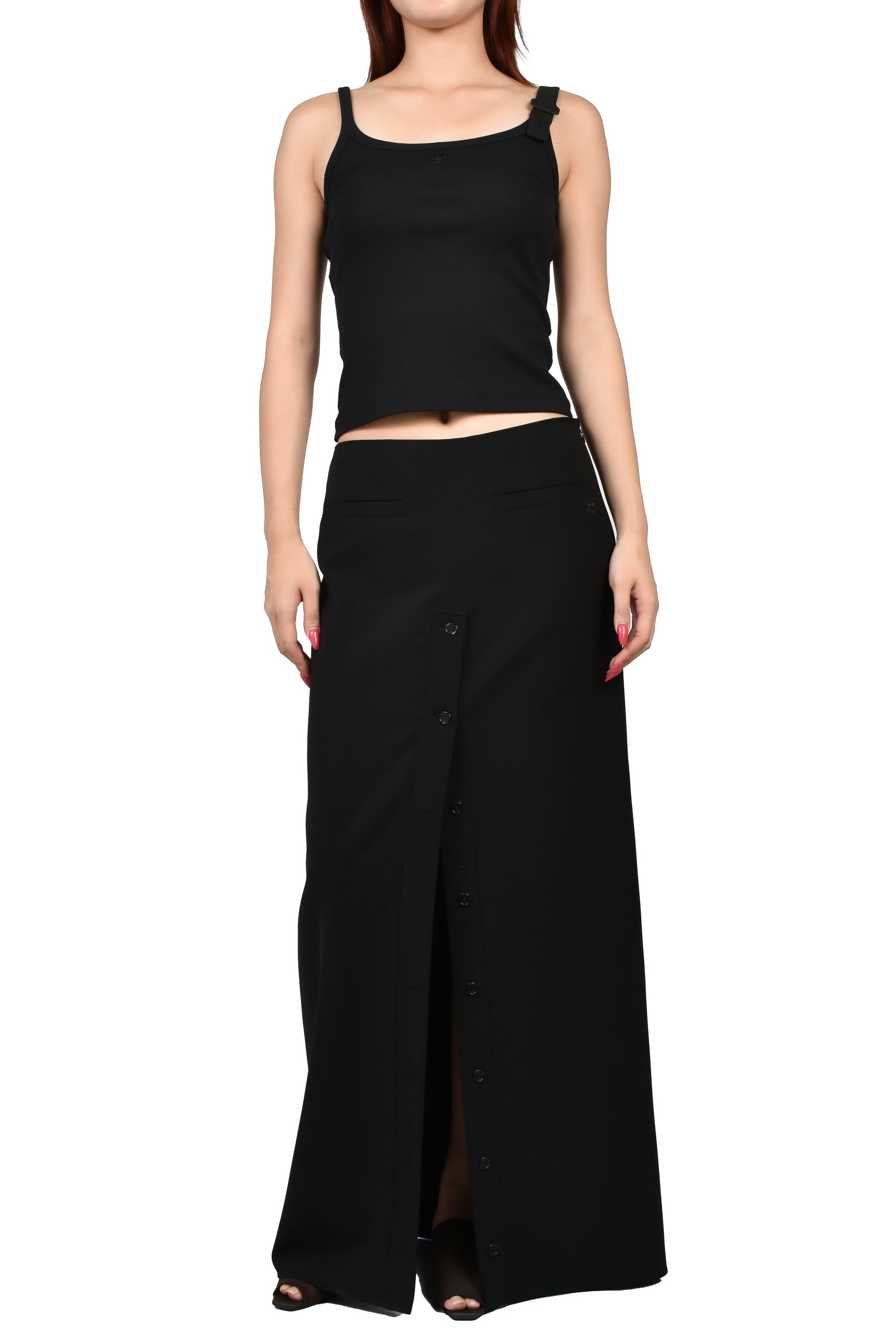 BUCKLE 90'S RIB TANK TOP / BLK
