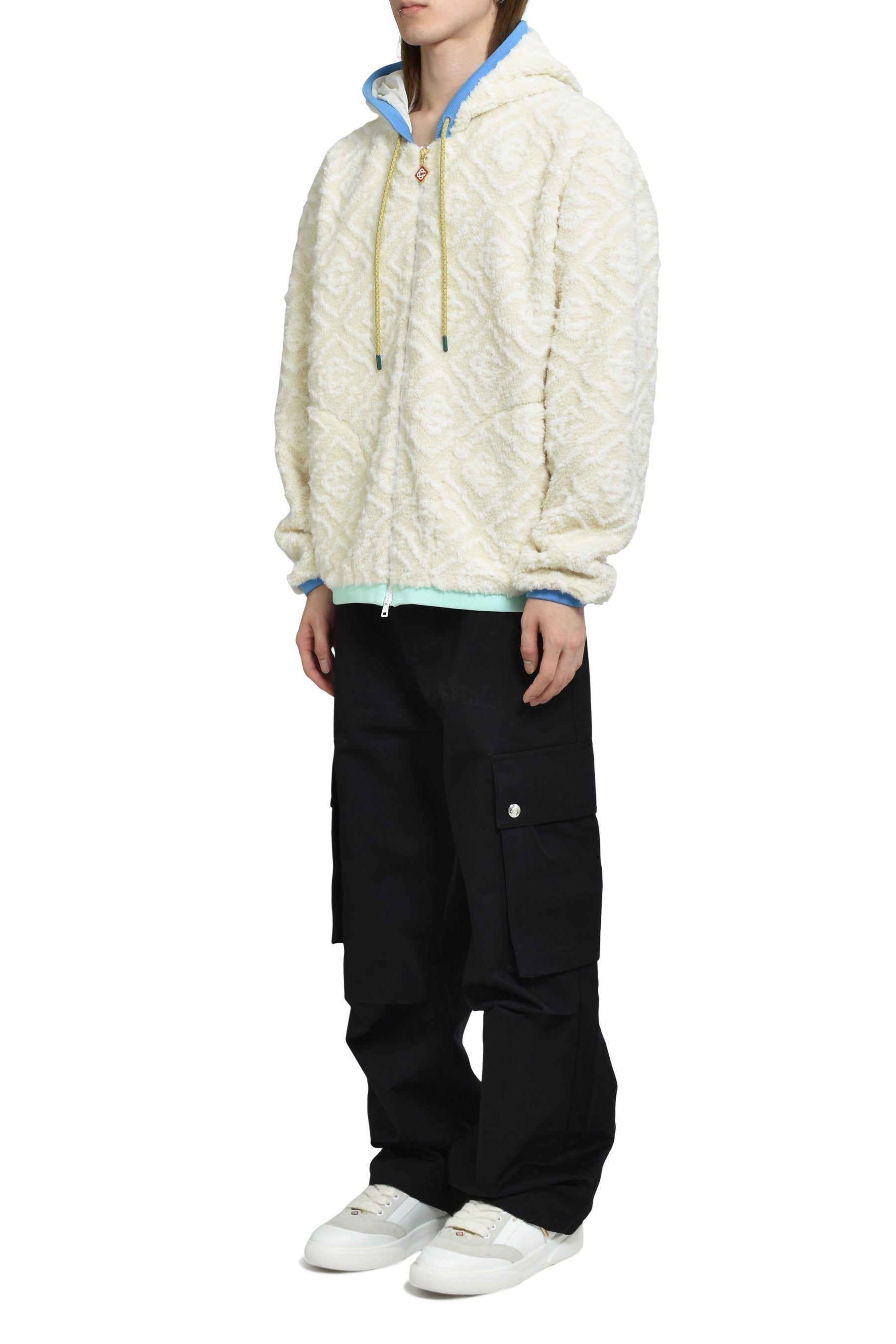 MENS MONOGRAM FLEECE JACKET / O.WHT