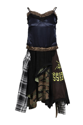 REWORKED VINTAGE JERSEY CAMISOLE DRESS / NVY