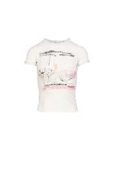 "CIGGIE LACE TRIMMED BABY TEE (WITH  LACE TRIM)"WHT