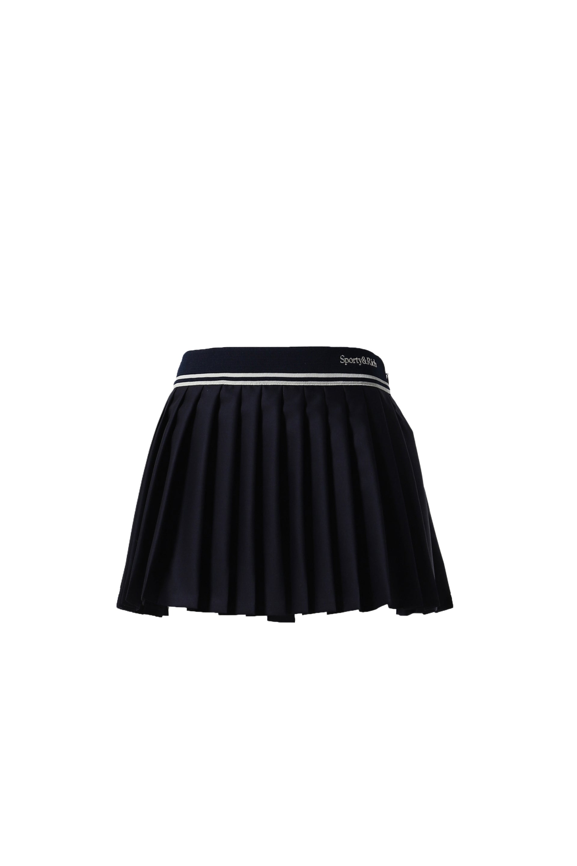 Sporty & Rich ABIGAIL WOOL PLEATED SKIRT / NAVY CREAM