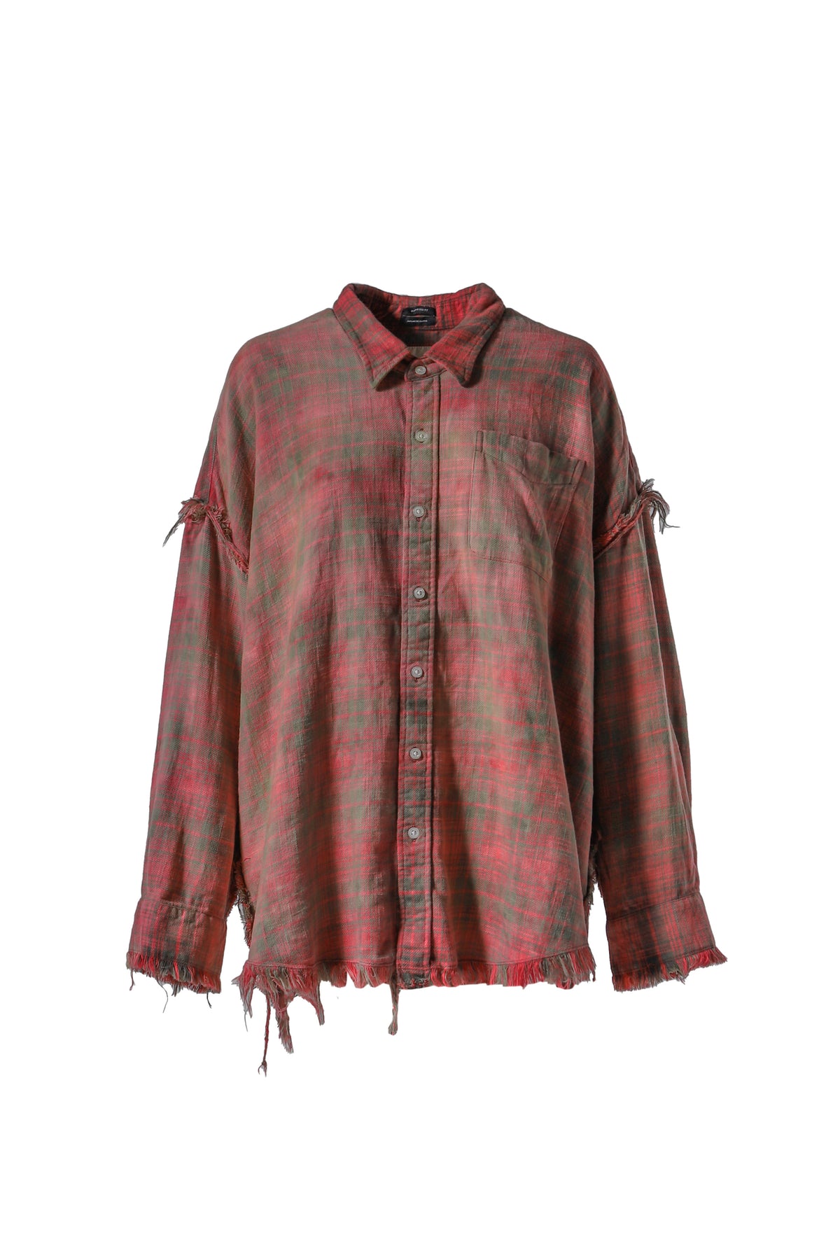 SHREDDED SEAM DROP NECK SHIRT / RED