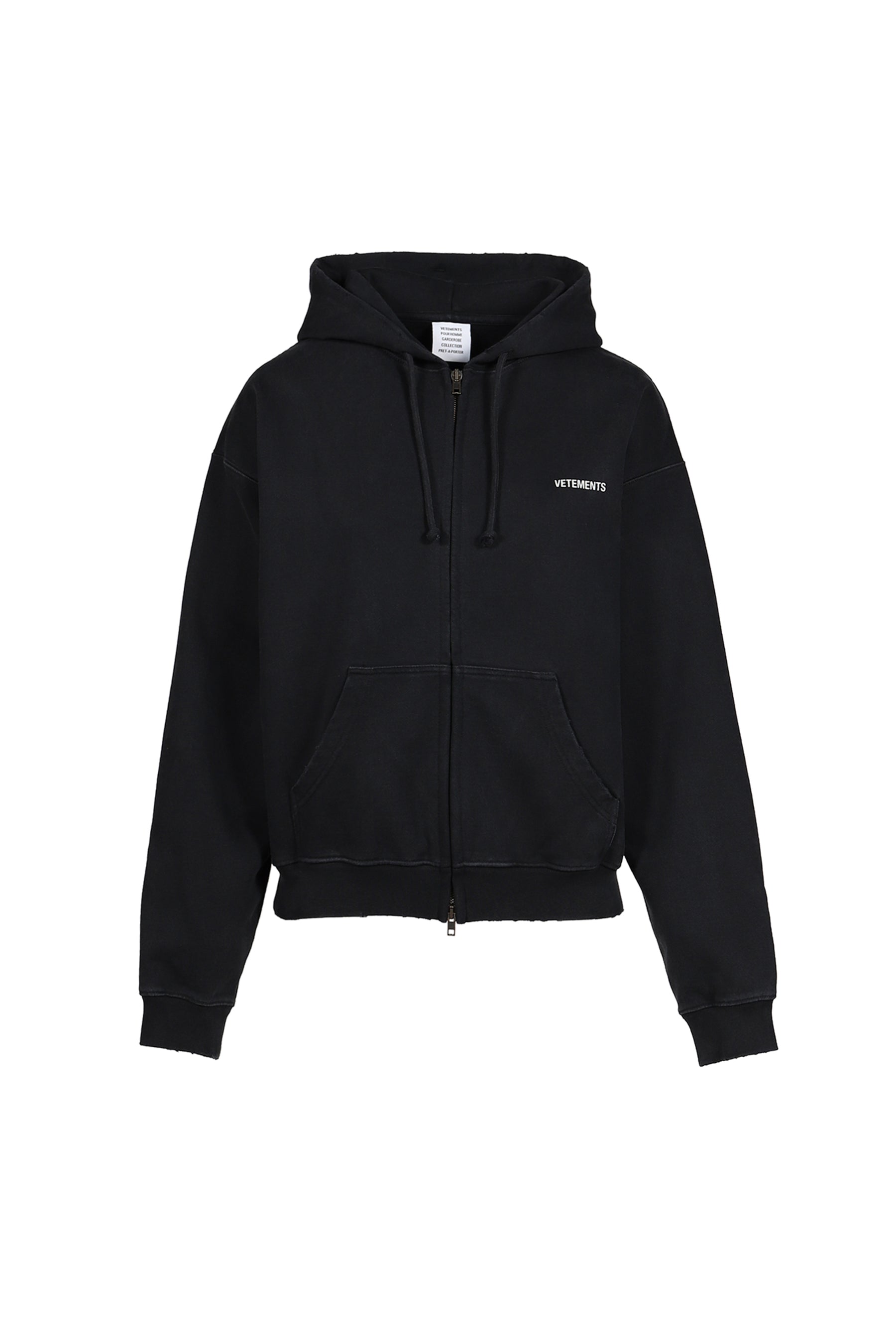 CLASSIC LOGO FITTED ZIP-UP HOODIE / BLK