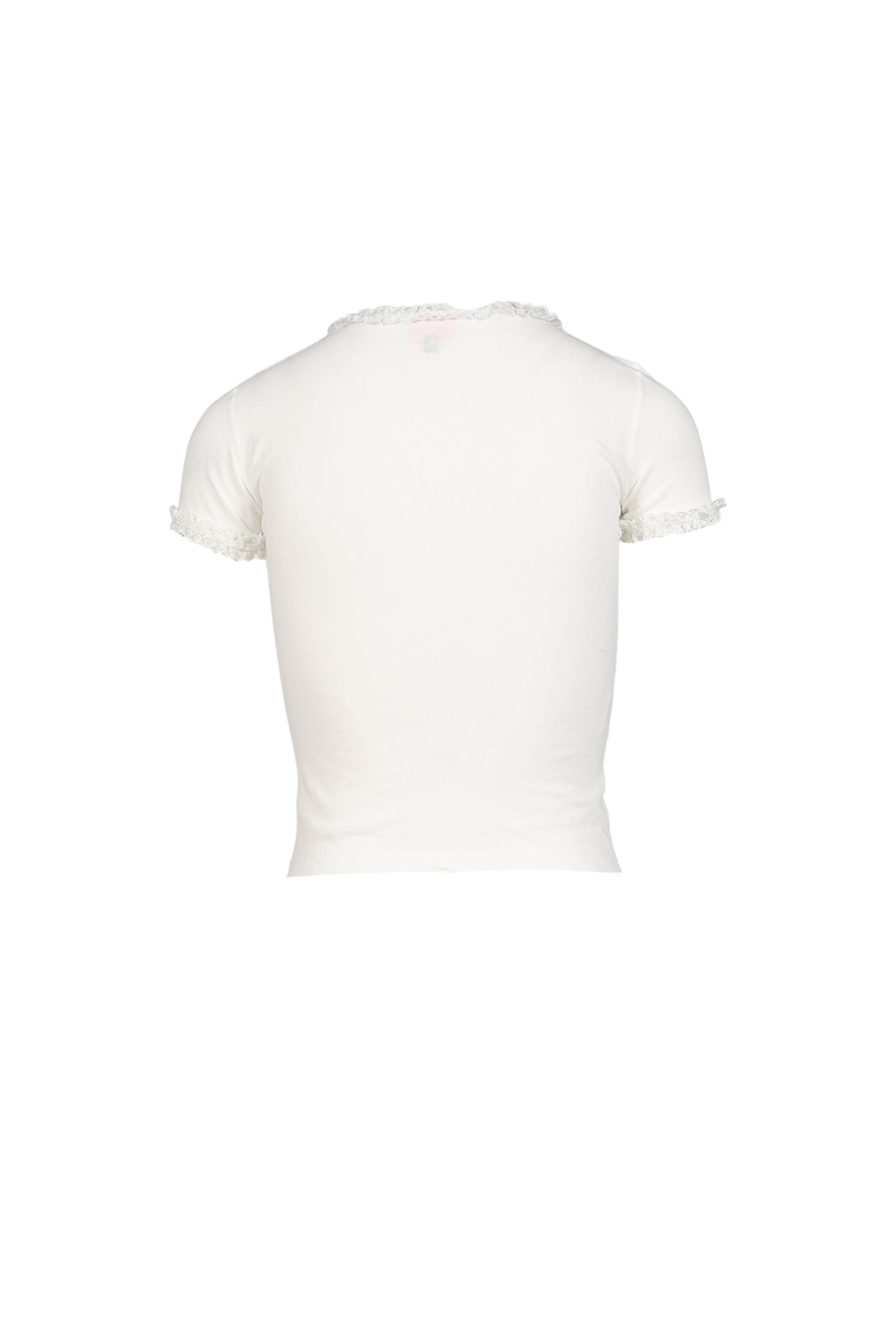 "CIGGIE LACE TRIMMED BABY TEE (WITH  LACE TRIM)"WHT