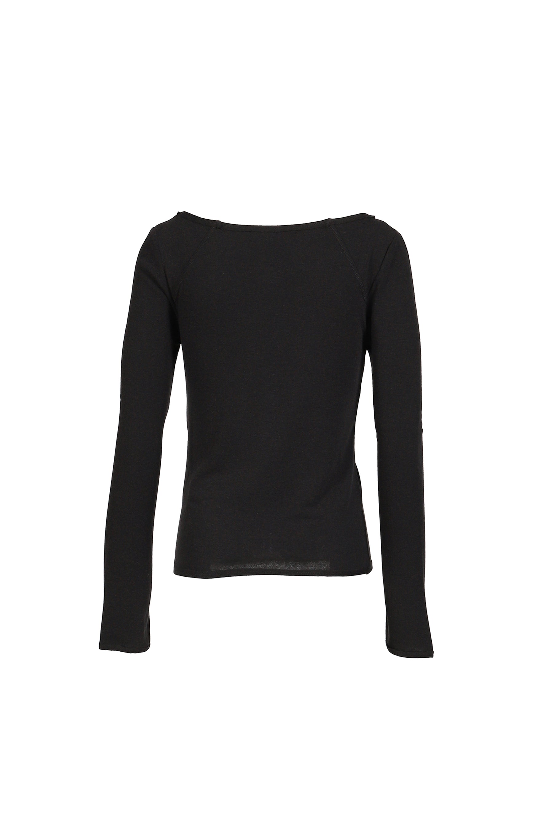 LENNY HENLEY NECK LONG-SLEEVE T-SHIRT / BLK