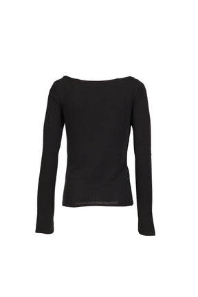 LENNY HENLEY NECK LONG-SLEEVE T-SHIRT / BLK