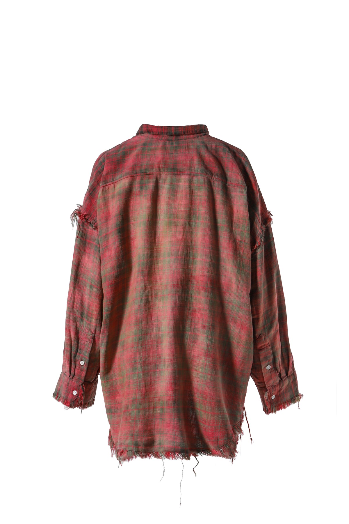 SHREDDED SEAM DROP NECK SHIRT / RED