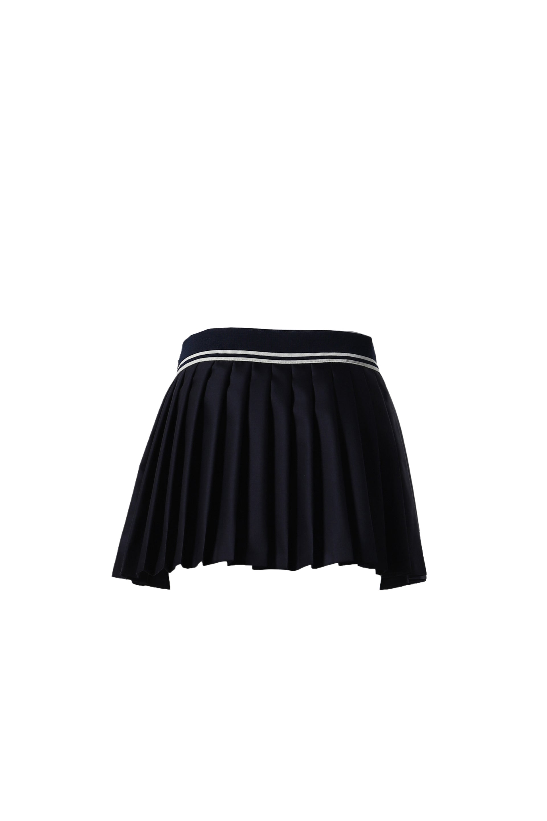 Sporty & Rich ABIGAIL WOOL PLEATED SKIRT / NAVY CREAM