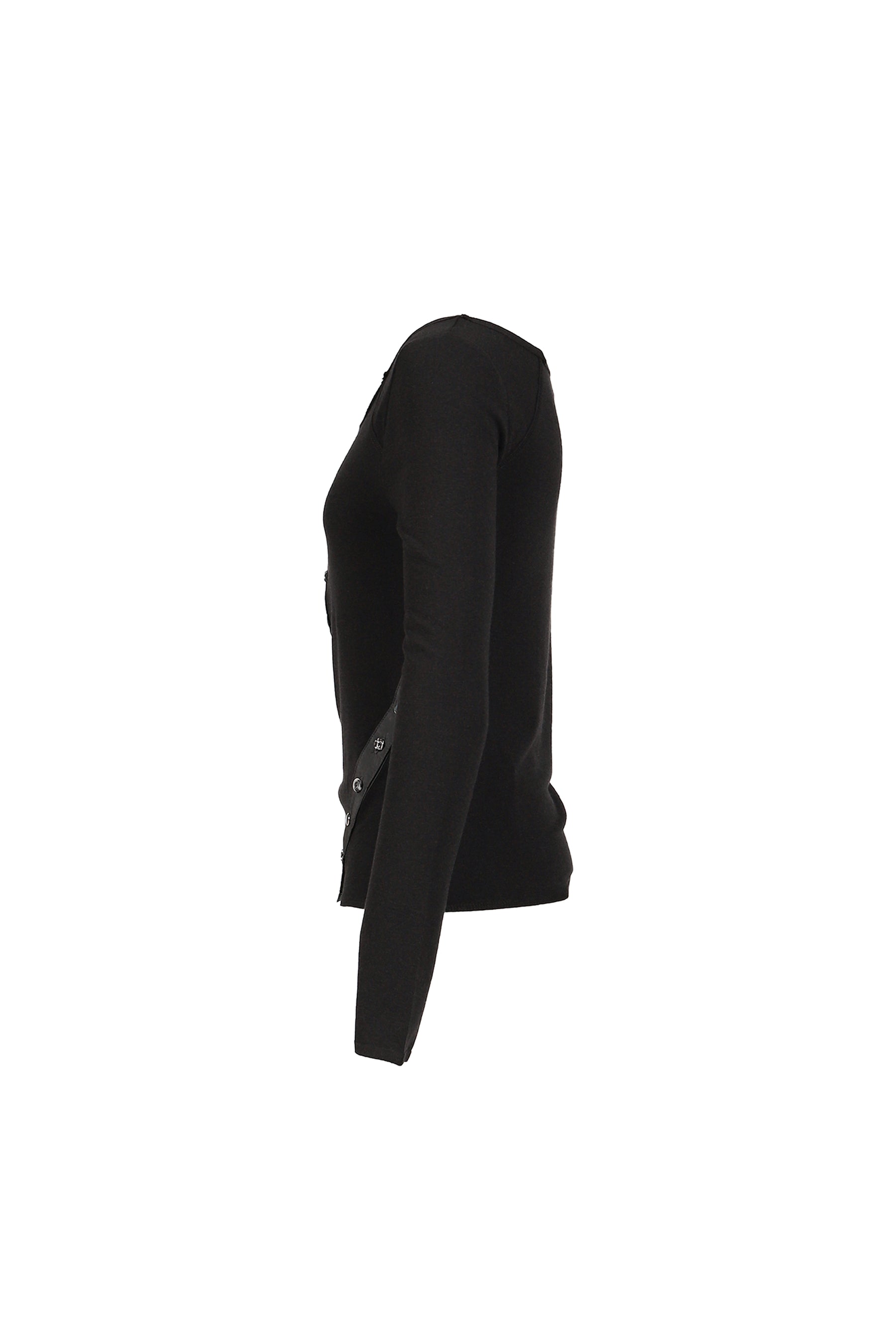 LENNY HENLEY NECK LONG-SLEEVE T-SHIRT / BLK