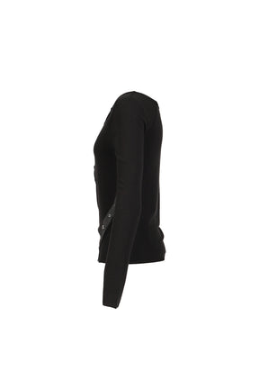LENNY HENLEY NECK LONG-SLEEVE T-SHIRT / BLK