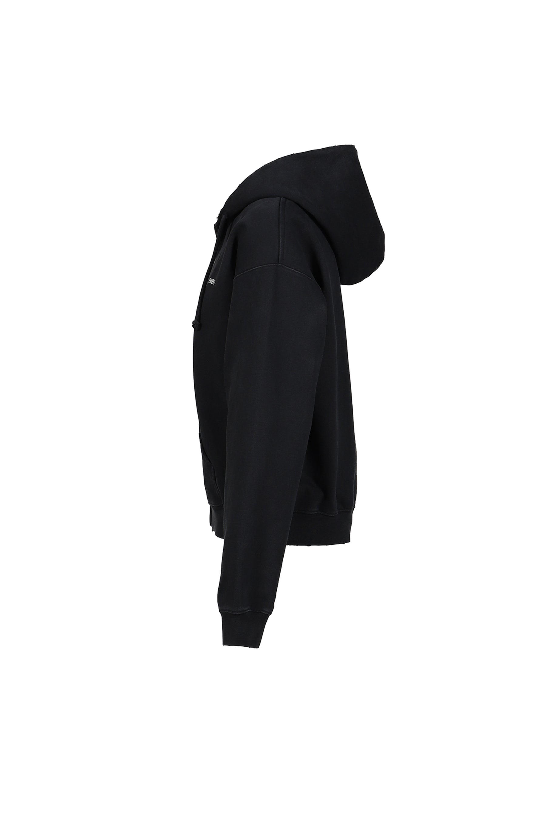 CLASSIC LOGO FITTED ZIP-UP HOODIE / BLK