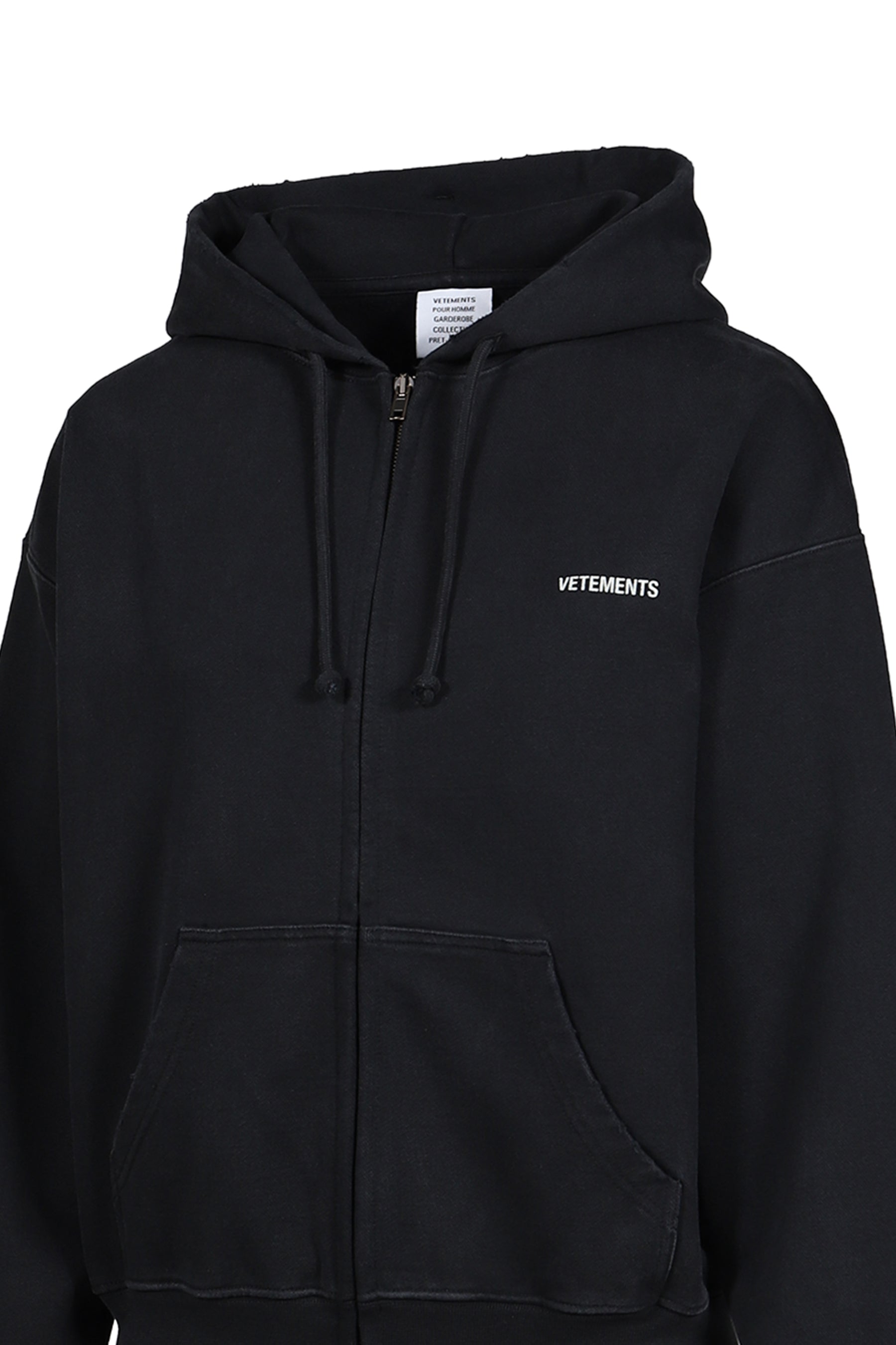 CLASSIC LOGO FITTED ZIP-UP HOODIE / BLK