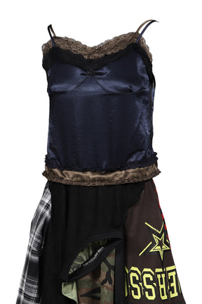 REWORKED VINTAGE JERSEY CAMISOLE DRESS / NVY