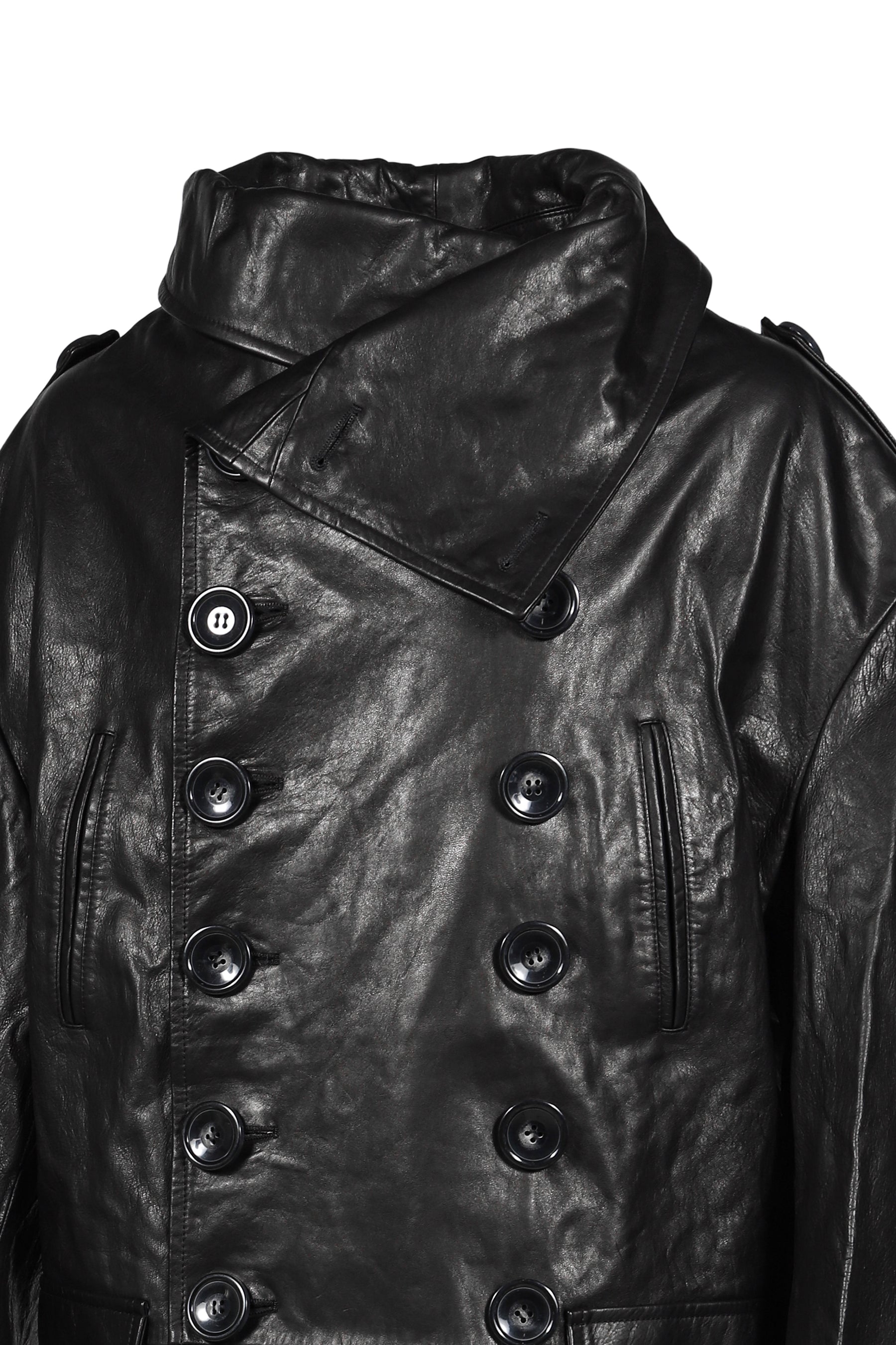 LEATHER TRENCH / BLK