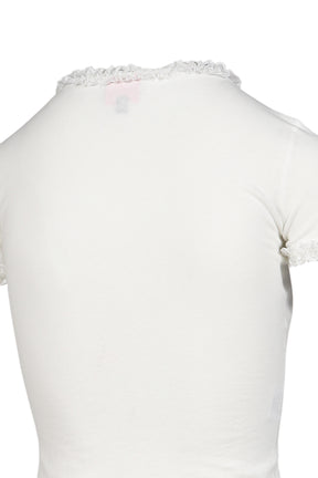 "CIGGIE LACE TRIMMED BABY TEE (WITH  LACE TRIM)"WHT