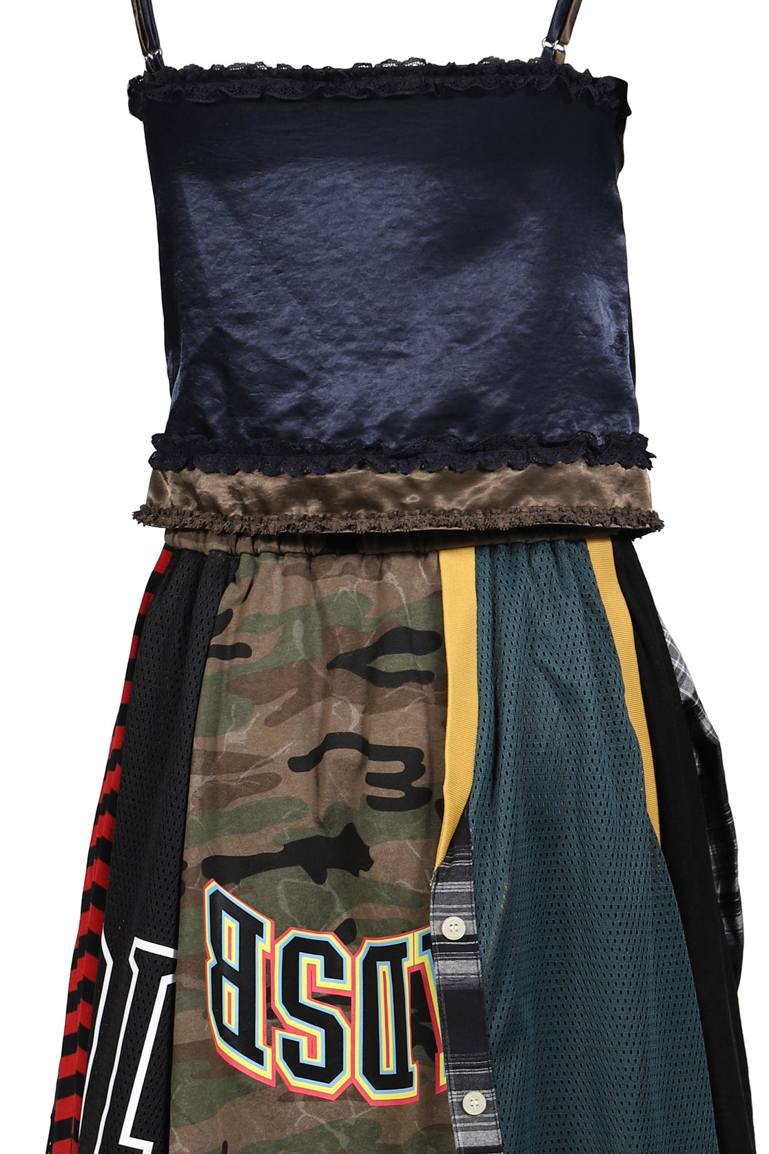 REWORKED VINTAGE JERSEY CAMISOLE DRESS / NVY