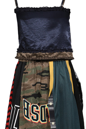 REWORKED VINTAGE JERSEY CAMISOLE DRESS / NVY