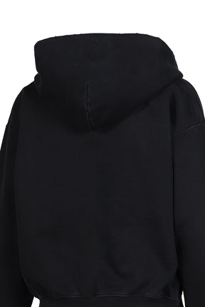 CLASSIC LOGO FITTED ZIP-UP HOODIE / BLK