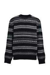 FAIR ISLE CREW NECK SWEATER / BLK MONO