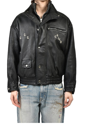 THE COMMISSION LEATHER BOMBER JACKET / BLK