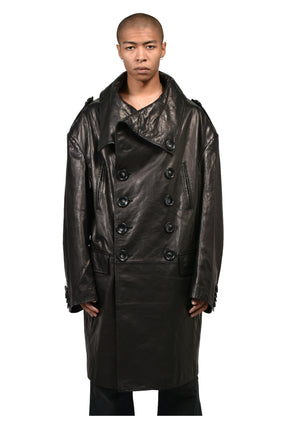 LEATHER TRENCH / BLK