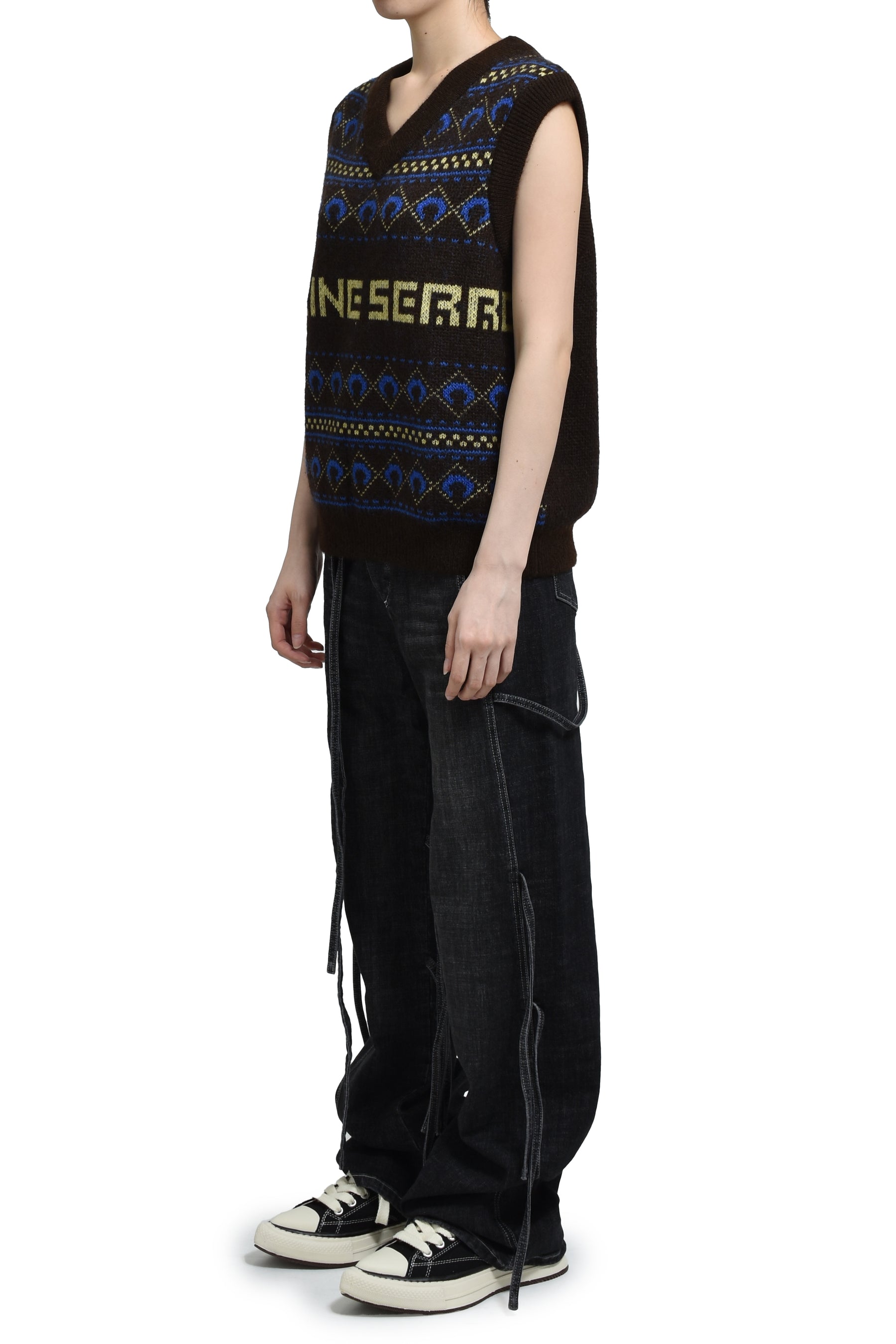 MARINE SERRE MARINE SERRE JACQUARD KNIT VEST / BRW