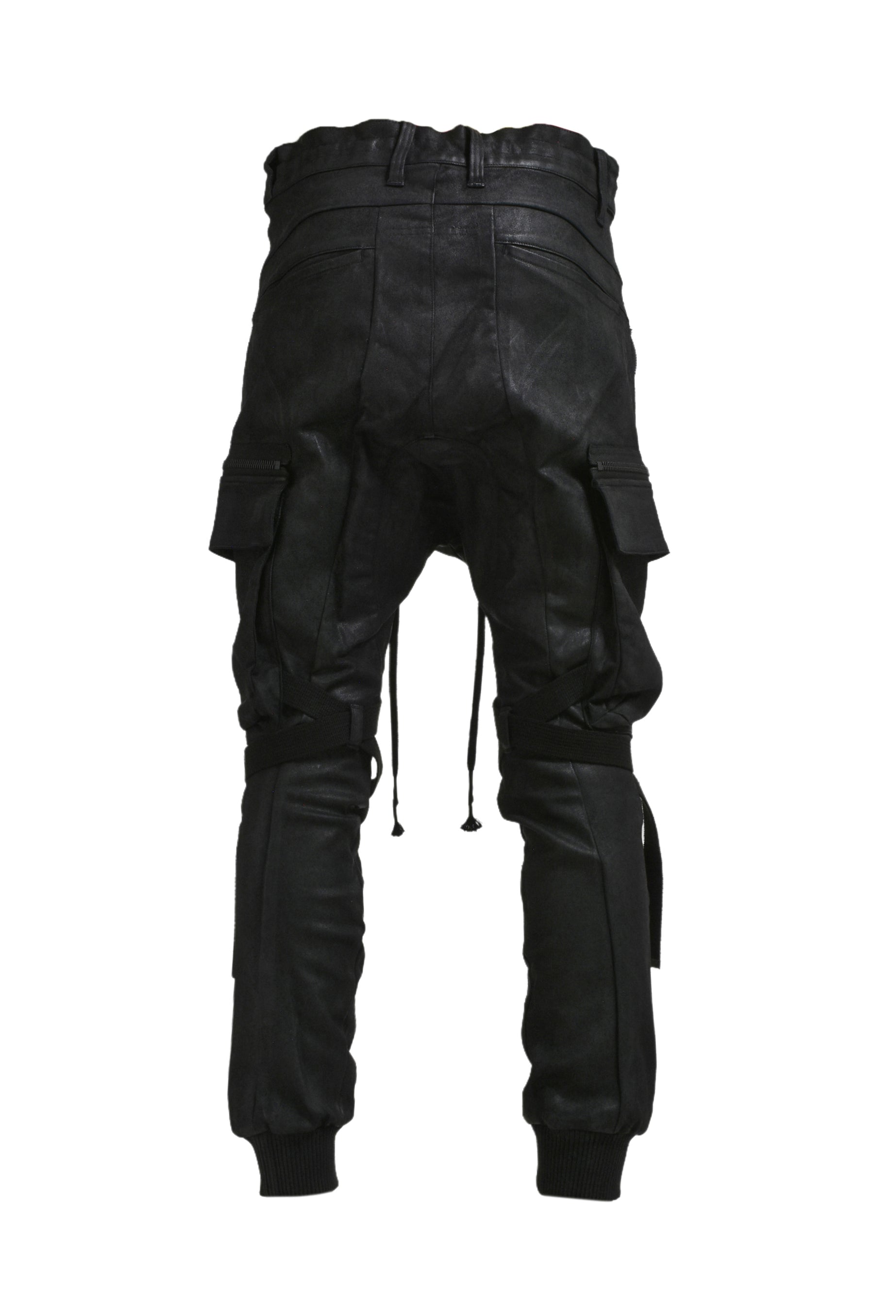 COATING DENIM CARGO JOG PANTS / BLK