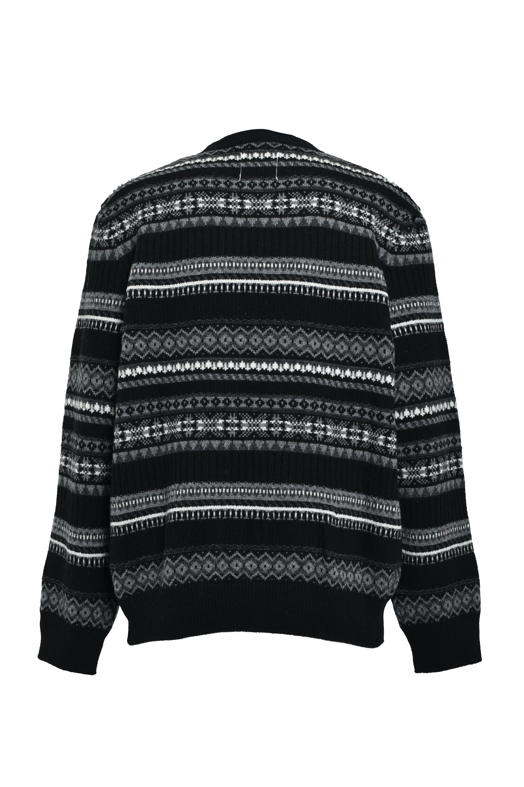 FAIR ISLE CREW NECK SWEATER / BLK MONO