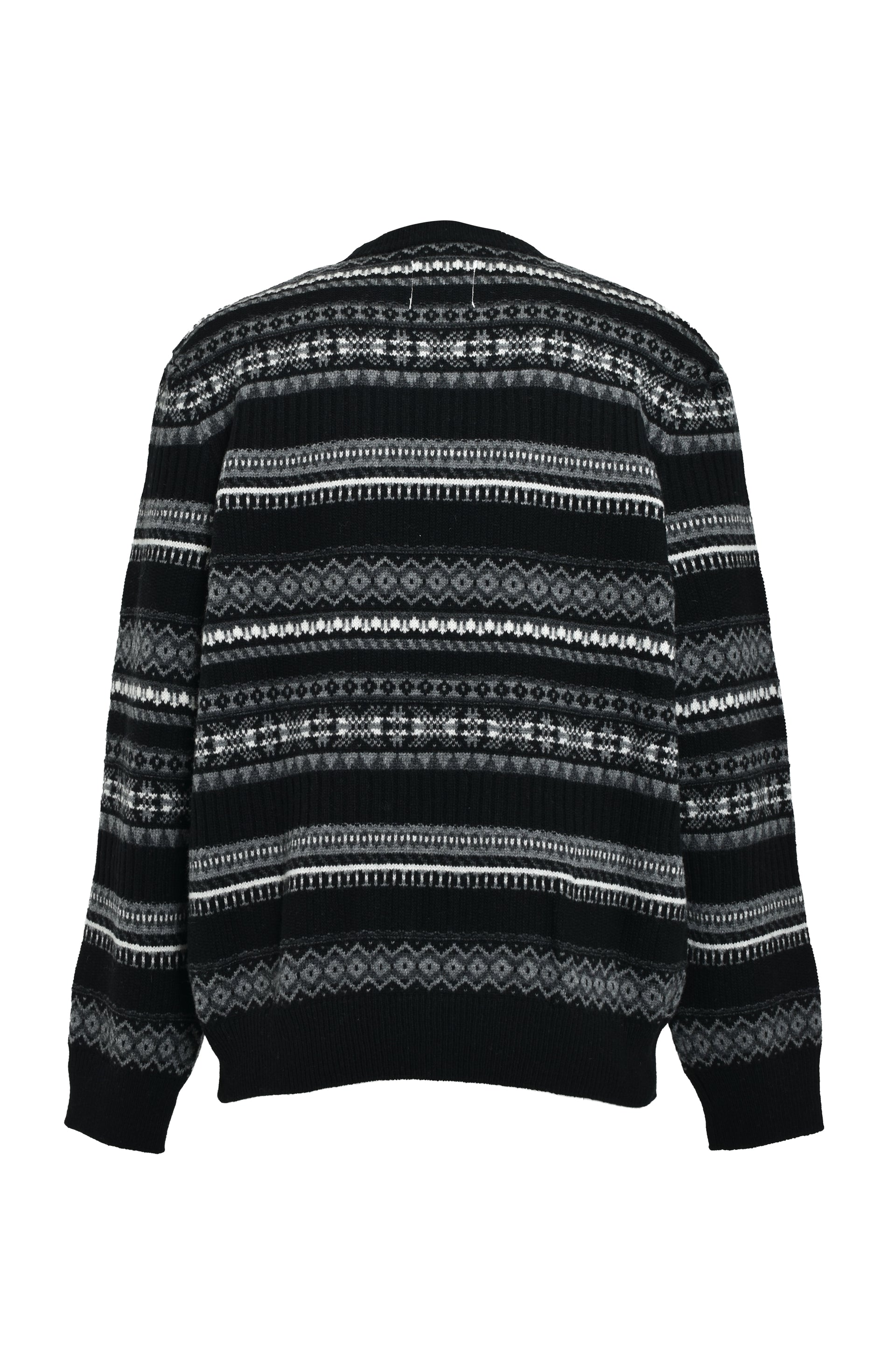 FAIR ISLE CREW NECK SWEATER / BLK MONO