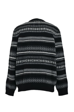 FAIR ISLE CREW NECK SWEATER / BLK MONO