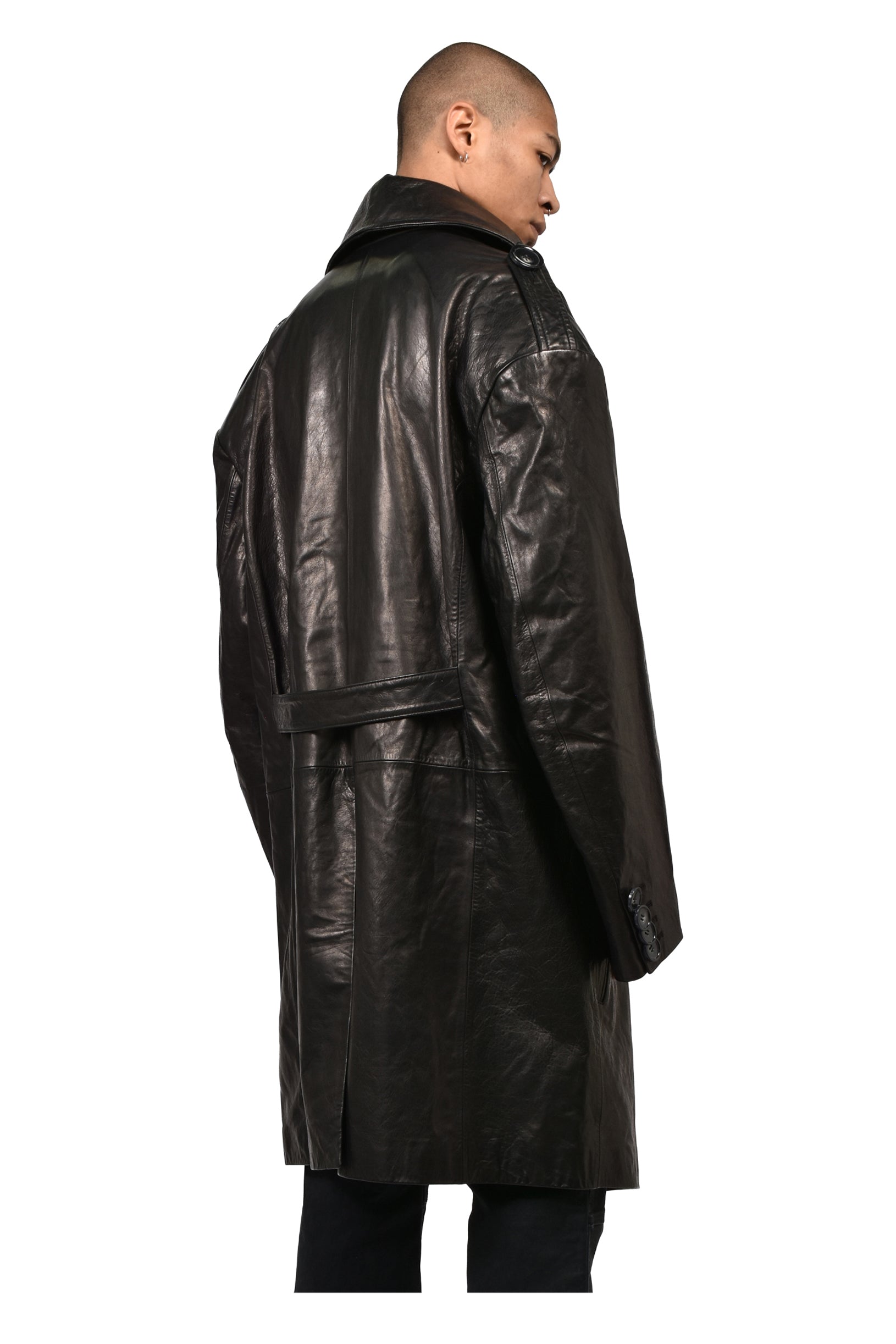 LEATHER TRENCH / BLK