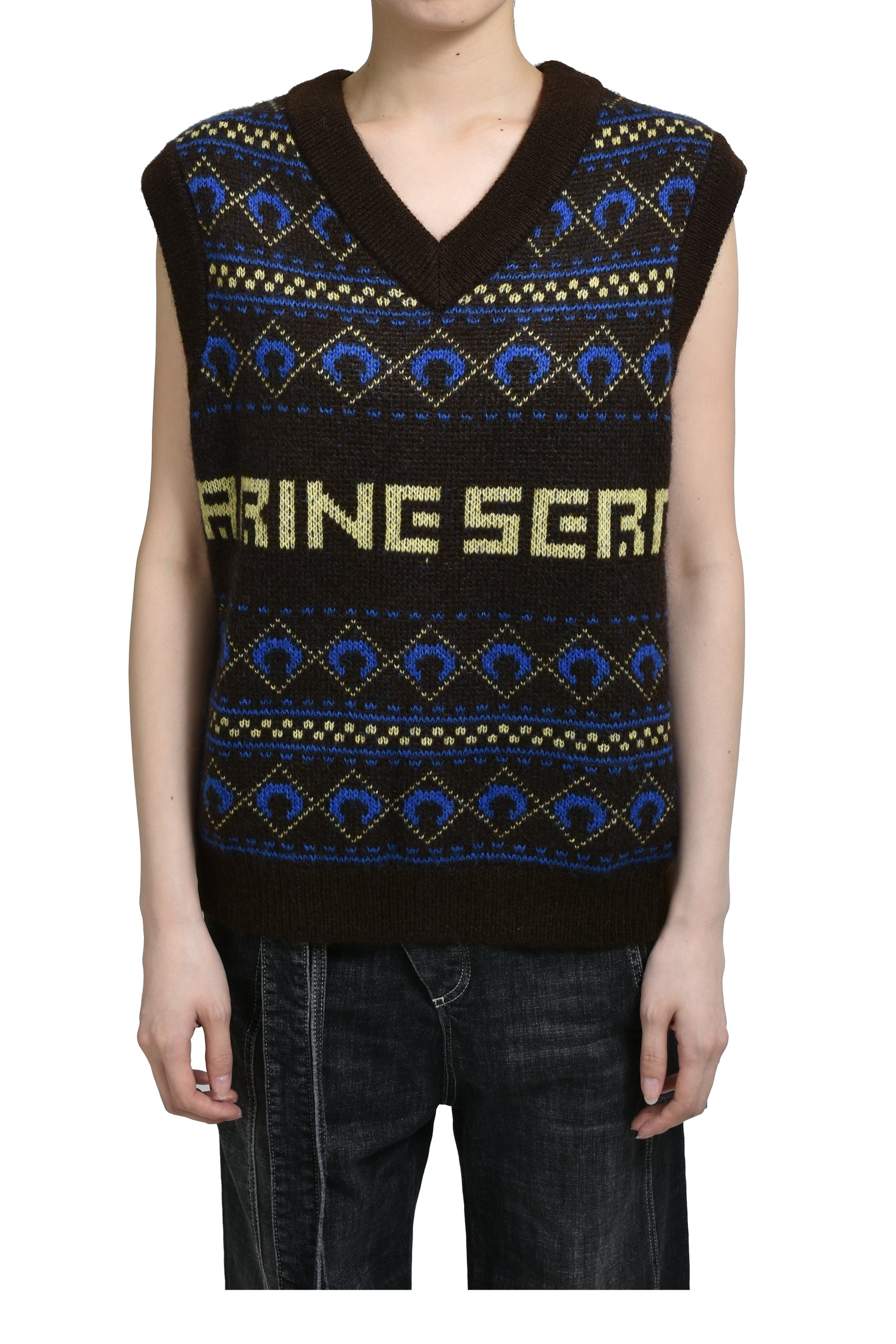 MARINE SERRE MARINE SERRE JACQUARD KNIT VEST / BRW